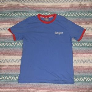 MLB blue and red short sleeved ringer t-shirt